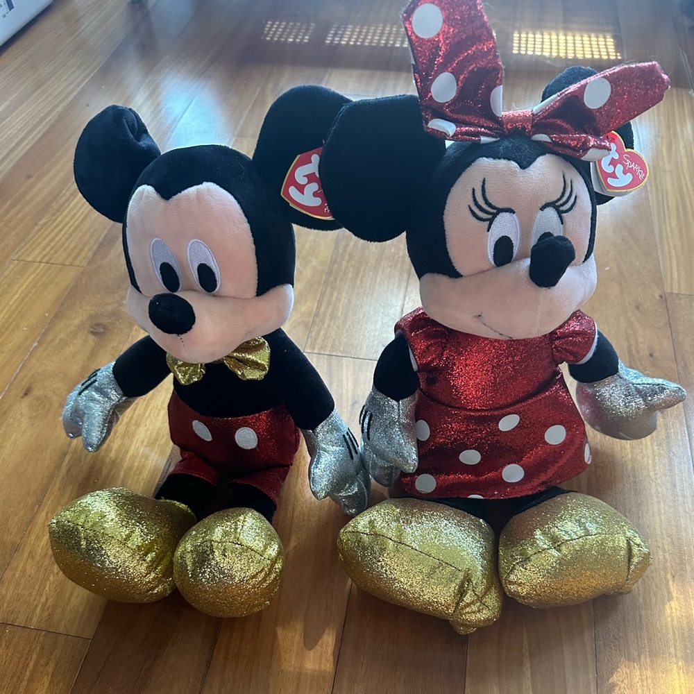 Mickey and Minnie sparkle TY beanie 13 inch